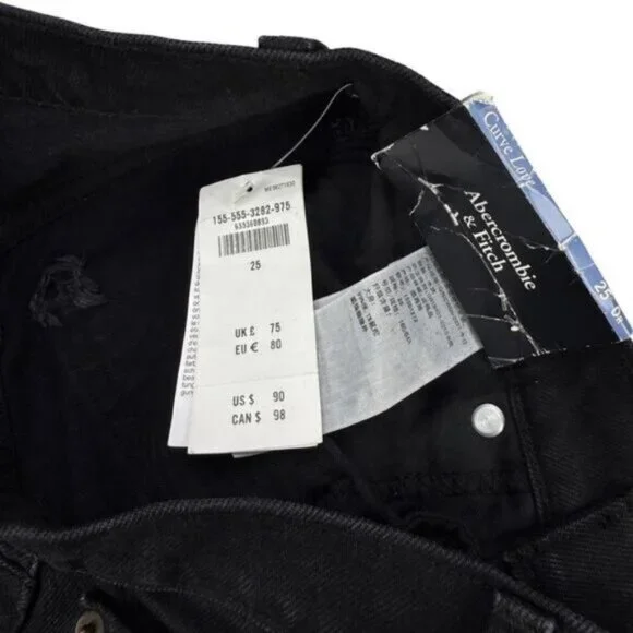Abercrombie & Fitch Curve Love Ultra High Rise 90’s Straight Black Jeans - Picture 5 of 6